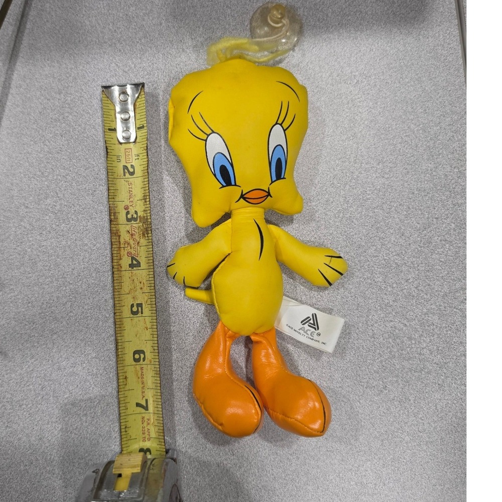 Vintage 1995 Looney Tunes Tweety Bird Plush Ace Novelty Suction Cup Toy 7.5"